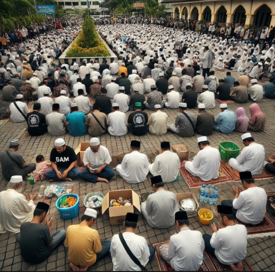  ilustrasi yang menggambarkan suasana damai dan kegiatan sosial yang dilakukan dalam rangka memperingati Milad GAM ke-48 di Aceh.