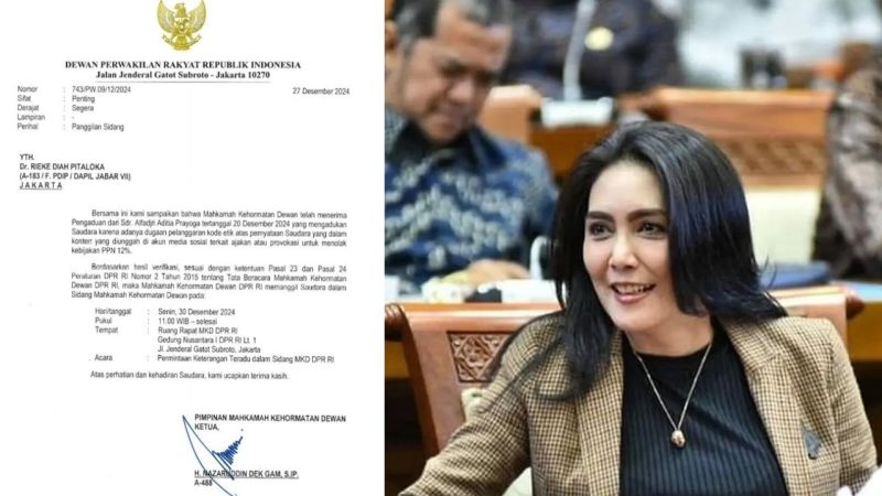 Surat pemanggilan MKD yang ditandatangani Ketua MKD Nazaruddin Dek Gam.